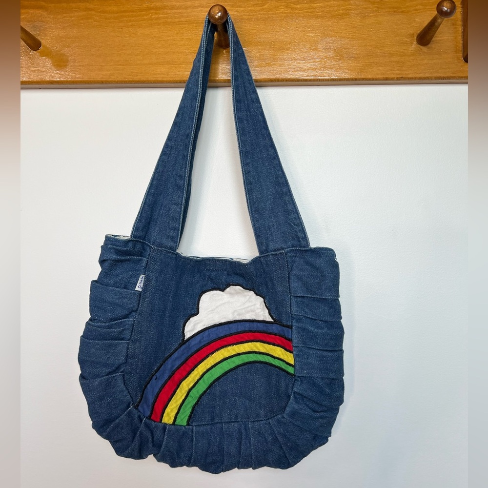Vintage Denim Rainbow Shoulder Bag